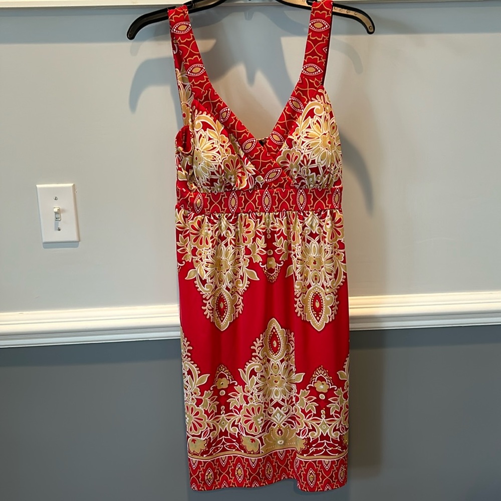 Beautiful red/gold dress with padded bra by INC size small